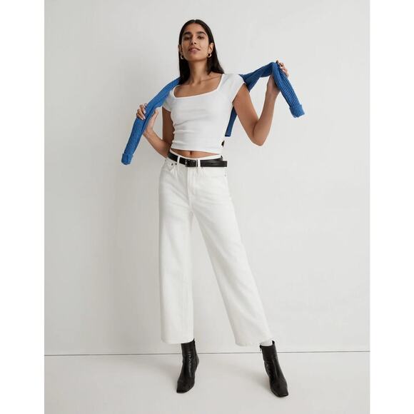 NWT Madewell The Petite Perfect Vintage Wide-Leg Crop Jean | Tile White | SZ 31P - Picture 1 of 12